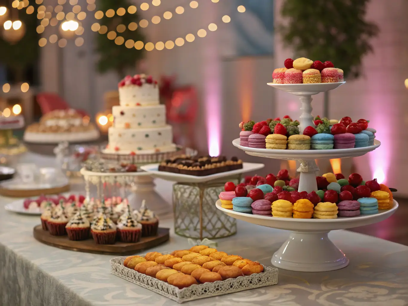 A visually appealing image of the 'Sweet Treats' snack bundle, featuring gourmet chocolates, cookies, and artisanal candies, elegantly arranged on a dessert platter.